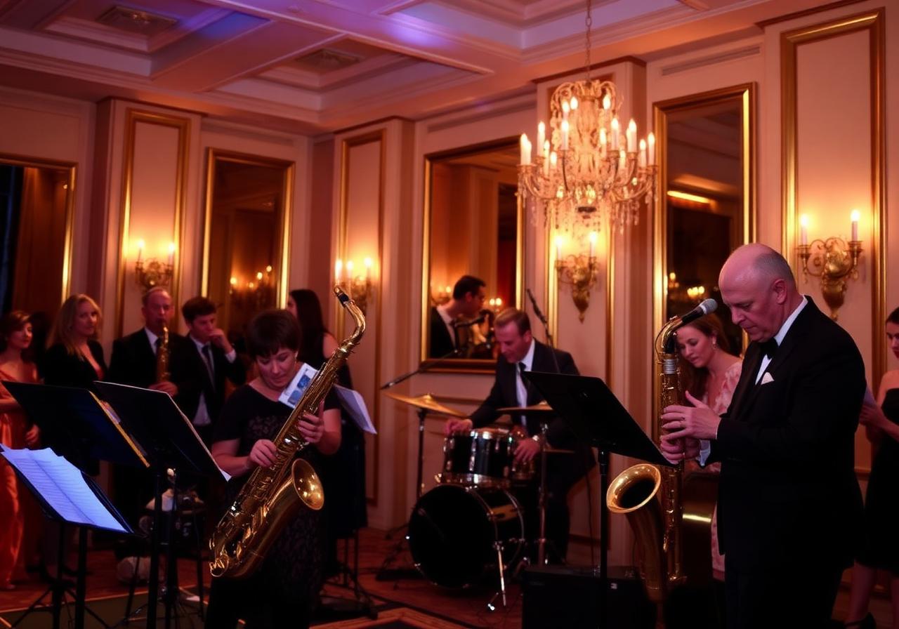High-end Event Photography prompt: blackjack event station, stylish guests, evening photography